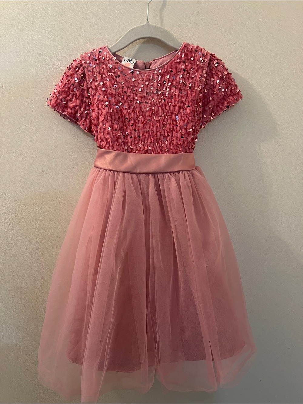 Pink Sequin Tulle Party Dress for Kids